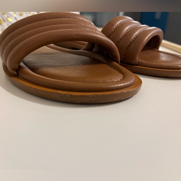 J. Crew Brown Sorrento Padded Leather Sandals Slides - Size 5 - Picture 5 of 11